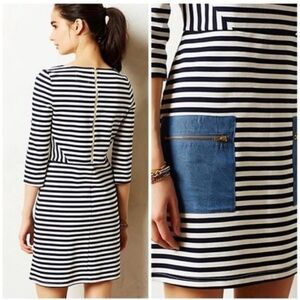 NWT Tabitha fitted navy/white stripe dress size 12